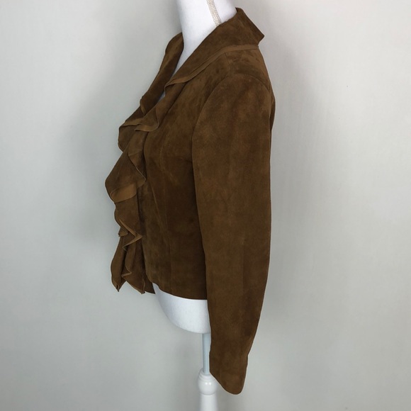 SOLD Scully Suede Brown Leather Ruffle Jacket - Picture 2 of 5
